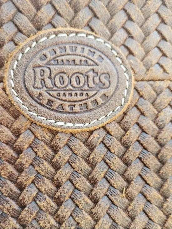 ROOTS Woven Leather Tote Bag in Cognac Brown - Picture 6 of 8